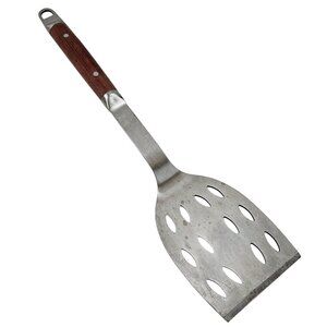Vintage Stainless Steel Slotted Turner Wooden Handle Multipurpose Hanging Loop